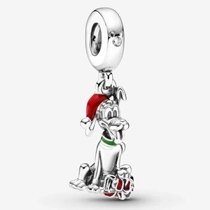 NWOT Disney Pluto Christmas Gift Dangle Charm Sterling Silver 925